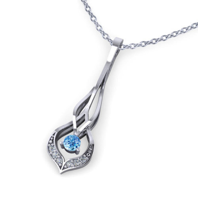 Aquamarine Weißgold-Halsketten-Birne CZ 14k formen 6x9mm Diamanten 10cttw