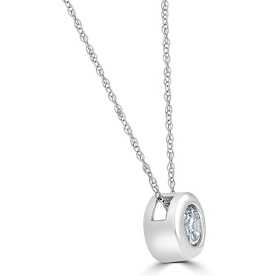 1/4 Ct-Runde CZ-Patience-Einfassungs-hängende Halskette 18&quot; Weißgold 14k