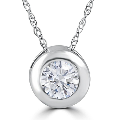 Kaiser-hängende Halskette 1/6Ct TDW CZ 10k Rose Gold Round Diamond Halo