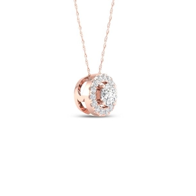 Kaiser-hängende Halskette 1/6Ct TDW CZ 10k Rose Gold Round Diamond Halo