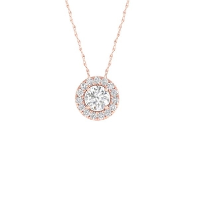 Kaiser-hängende Halskette 1/6Ct TDW CZ 10k Rose Gold Round Diamond Halo