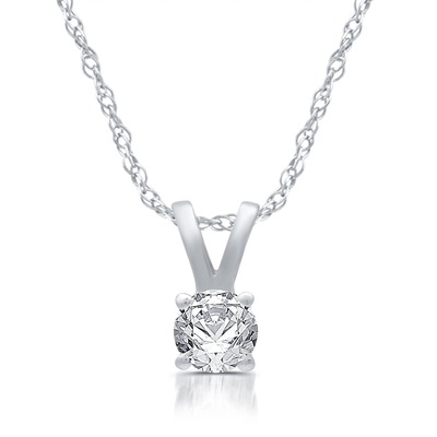 Weißgold der Runde 1/5ct CZ-Patience-hängendes Halsketten-14K