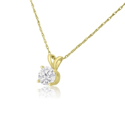1/2 Karat CZ-Patience-Halskette im 14 Karat-gelben Gold (J-K Color, Klarheit I1-I2)