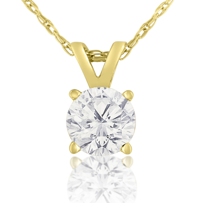 1/2 Karat CZ-Patience-Halskette im 14 Karat-gelben Gold (J-K Color, Klarheit I1-I2)