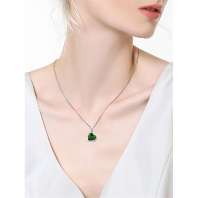 6,06 Herz-Schnitt-Edelstein stellte des Karat-TCW Smaragd 925 Sterling Silver Necklace Pendant mit Kette frei 18 her