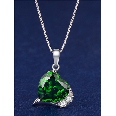 6,06 Herz-Schnitt-Edelstein stellte des Karat-TCW Smaragd 925 Sterling Silver Necklace Pendant mit Kette frei 18 her