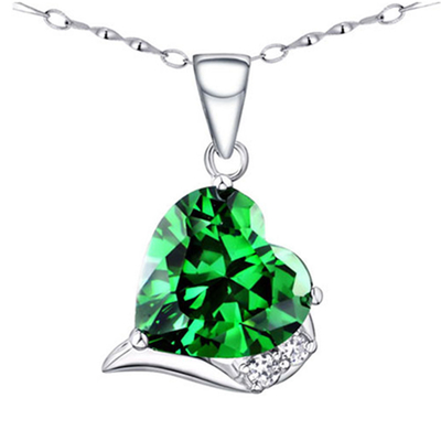 6,06 Herz-Schnitt-Edelstein stellte des Karat-TCW Smaragd 925 Sterling Silver Necklace Pendant mit Kette frei 18 her