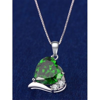 6,06 Herz-Schnitt-Edelstein stellte des Karat-TCW Smaragd 925 Sterling Silver Necklace Pendant mit Kette frei 18 her