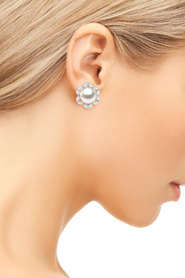 Schmuck u. weiße kultivierte Frischwasserperle Marquise Earring des Weißgold-14K