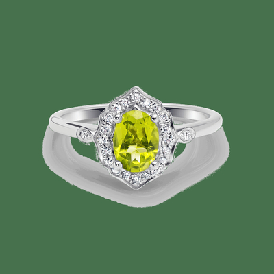 Goldovaler schöner, eleganter Peridotring, Weinleseform und natürlicher, heller ovaler Peridot