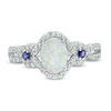 5.0mm Herz-förmiger Opal und 1/8 CT. Rahmen-Ring T.W. CZ in Sterling Silver