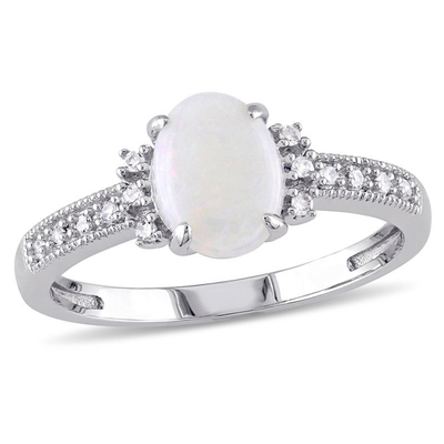 Ovaler Labor-geschaffener Opal Celtic Love Knot Side-Akzent-Ring in Sterling Silver