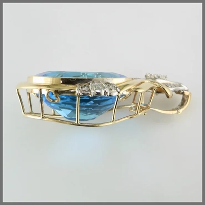 14K Rundschnitt blauen Anhänger Topaz Ands CZ erhöhen für Frauen