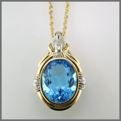 14K Rundschnitt blauen Anhänger Topaz Ands CZ erhöhen für Frauen