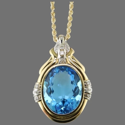 14K Rundschnitt blauen Anhänger Topaz Ands CZ erhöhen für Frauen