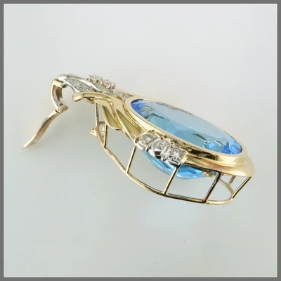 14K Rundschnitt blauen Anhänger Topaz Ands CZ erhöhen für Frauen