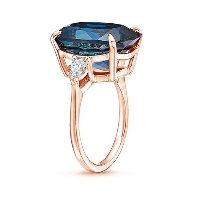 Blauer Topas Soiree-Londons und CZ-Cocktail-Verpflichtung Ring Jewelry Certificated