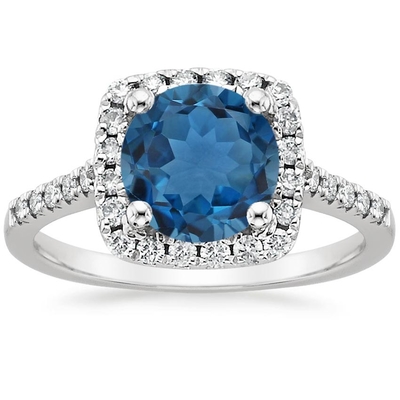 Klassische Schweizer blaue Steinverlobungsring Topaz Ands CZ drei 925 Sterling Silver