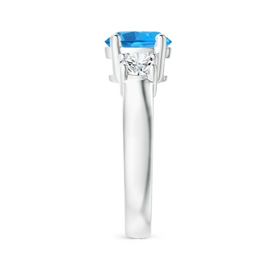 Klassische Schweizer blaue Steinverlobungsring Topaz Ands CZ drei 925 Sterling Silver