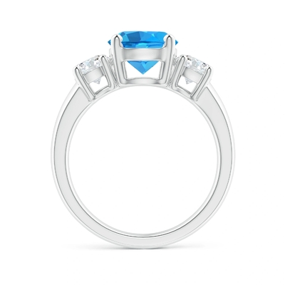 Klassische Schweizer blaue Steinverlobungsring Topaz Ands CZ drei 925 Sterling Silver