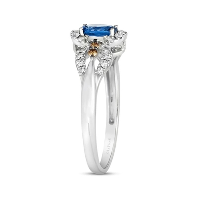 Schnitt Sapphire Ring Le Vian Oval 1/5 weißes CZ 14K Vanille-Gold Cttw
