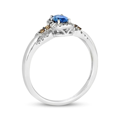 Schnitt Sapphire Ring Le Vian Oval 1/5 weißes CZ 14K Vanille-Gold Cttw