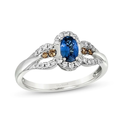 Schnitt Sapphire Ring Le Vian Oval 1/5 weißes CZ 14K Vanille-Gold Cttw