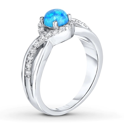 Labor stellte blauen Opal Ring White Topaz With 925 Sterling Silver her