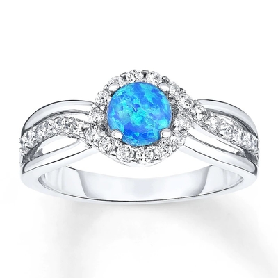 Labor stellte blauen Opal Ring White Topaz With 925 Sterling Silver her
