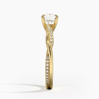Zierliches verdrehtes gelbes Gold Reb-Diamond Engagement Ring Ins 9k