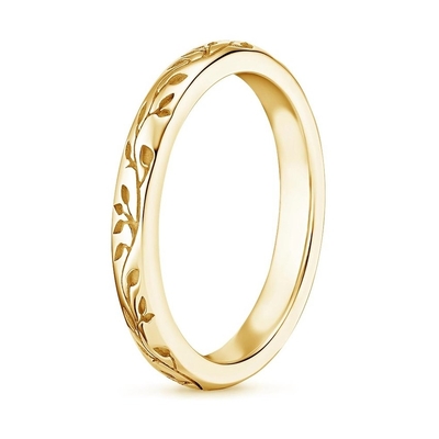 Die Blätter und Reben, die über der Ganzheit der Natur graviert wurden, spornten Gold Ring Withs 9K an