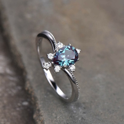 925 Sterling Silver Synthetic Alexandrite Stone der Schmuck, 8MM Labor schuf Alexandrite-Ringe