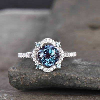 925 Sterling Silver Synthetic Alexandrite Stone der Schmuck, 8MM Labor schuf Alexandrite-Ringe