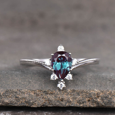 Synthetischer Alexandrite-Steinschmuck, 925 Sterling Silver Lab Created Alexandrite-Ringe