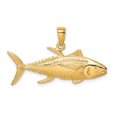Karat in gelbes Goldgelber Tuna Fish Pendant Charm Withs 14K der Karat-10K gelbes Goldleichter Seil-Ketten-Halskette 18