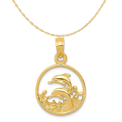 Karat in gelbes Goldgelber Tuna Fish Pendant Charm Withs 14K der Karat-10K gelbes Goldleichter Seil-Ketten-Halskette 18
