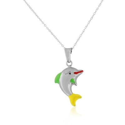 925 Email-Delphin-Charme-hängende Halskette Sterling Silvers 3D