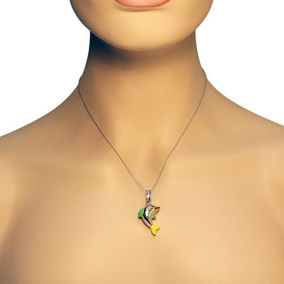925 Email-Delphin-Charme-hängende Halskette Sterling Silvers 3D