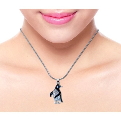 Karat im Karat-Sterling Silver Antiqued Rhodium-Plated Lobster-Verschluss-Anhänger mit Sterling Silver Cable Chain Necklace