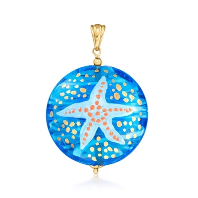 Glasstarfish-Anhänger Italiener Murano im Gold 18kt über Sterling