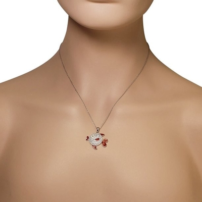 Gelbes Gold blaue Sapphire Seahorse Pendant Necklace, Ozean-Art-Seeleben-Schmuck