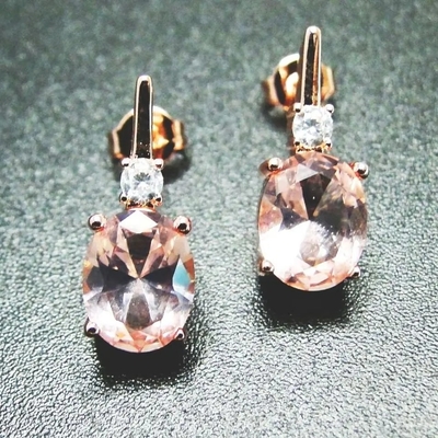 Gold des Damen-Ohrring-Ohrring-14K überzog ovale geschnittene Topas CZ-Damen-natürliche Edelstein-Bolzen-Ohrringe