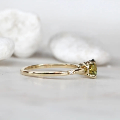 Empfindlicher köstlicher Frauen-Schmuck CZ betont rundes grünes überzogenen Verpflichtungs-Freundschaftsring des Saphir-S925 Gold