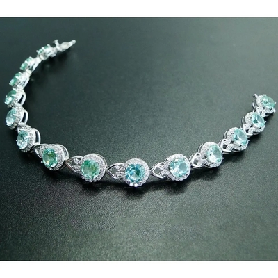 925 Sterling Silver Elegant Women Bracelet pflastern die Einstellung des grünen Spinell-Armbandes