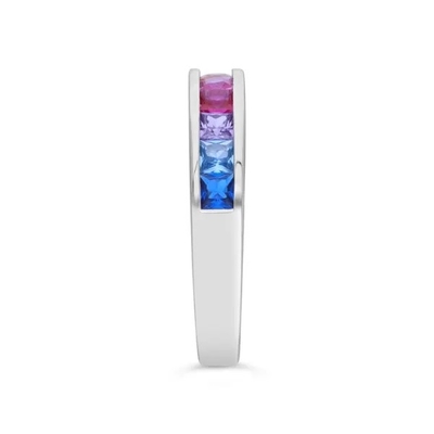 Stangenbrot Sterling Silver Rainbows CZ des Großhandel-925 entsteint Ring Multicolor Zircon Ring For-Partei-Schmuck