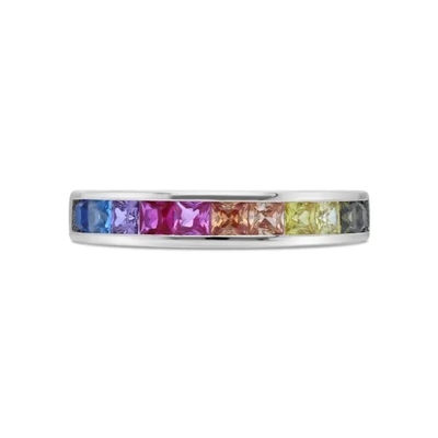 Stangenbrot Sterling Silver Rainbows CZ des Großhandel-925 entsteint Ring Multicolor Zircon Ring For-Partei-Schmuck