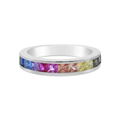 Stangenbrot Sterling Silver Rainbows CZ des Großhandel-925 entsteint Ring Multicolor Zircon Ring For-Partei-Schmuck