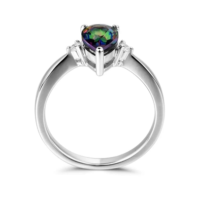 Neuer 925 Sterling Silver CZ Regenbogen-mystischer Topaz Mystic Topaz Birthstone Month-Verlobungsring