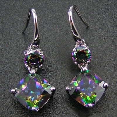 Neuer 925 Sterling Silver CZ Regenbogen-mystischer Topaz Mystic Topaz Birthstone Month-Verlobungsring