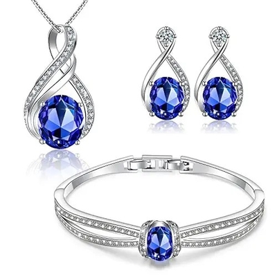 925 Sterling Silver Ring Pendant Earring der Halo-Oval formen Tanzanite-Schmuck-Sätze